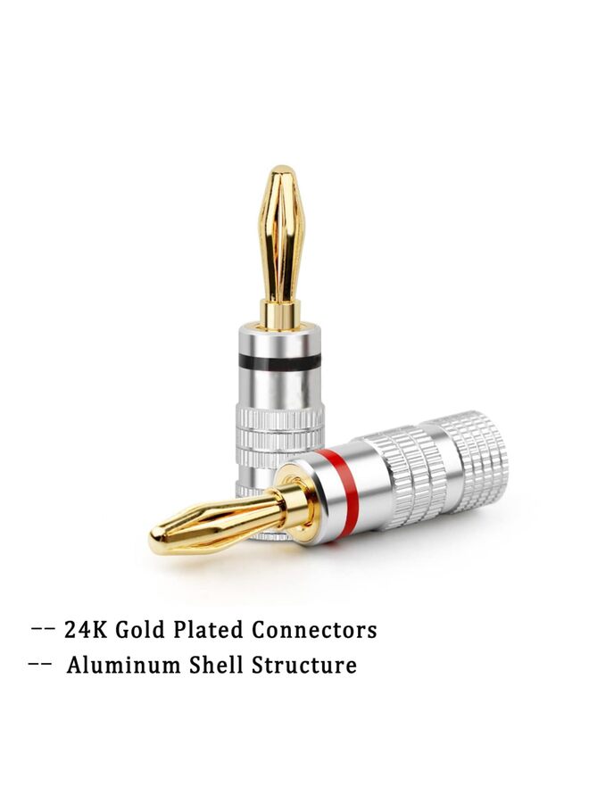 6 Pairs/12 Pcs Speaker Plugs 24K Gold Plated Dual-Screw Type Speaker Connector Banana Plugs for Speaker Wire Home Theater Wall Plate Audio/Video Receiver and Sound Systems (Red+Black) - Image 2