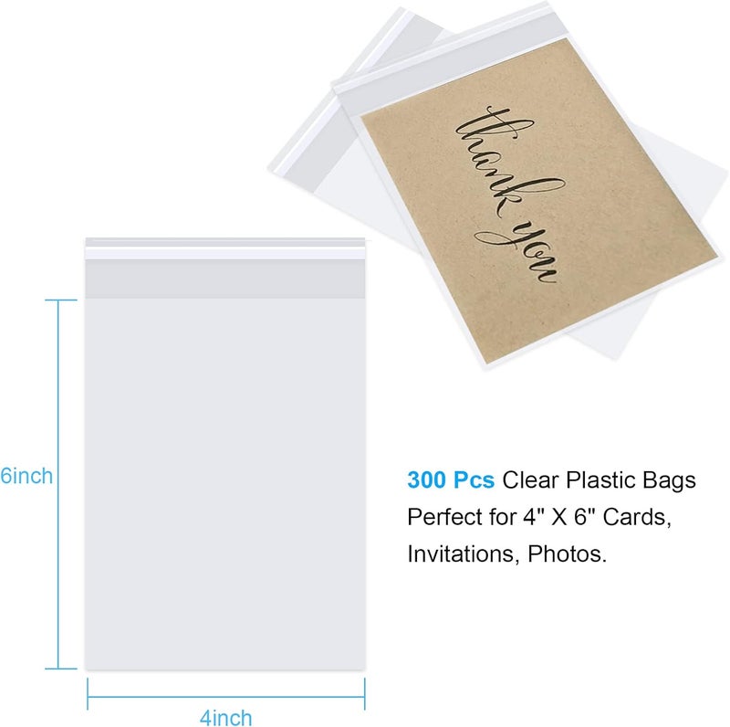 Romeda 300 Pcs Cellophane Bags, 4x6" 2.8 Mils Cookie Bags for Packaging, Small Cellophane Bags Self Adhesive, Cello Bags Small Clear Plastic Bags for Candy, Bread, Dessert, Party Favors, Bakery - Image 2