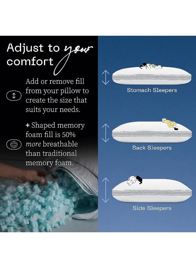 Coop Home Goods Extra Oomph Cool+ Pillow Fill, Gel-Infused, Plus Shaped Memory Foam Filling for More Airflow, 1/2 Pound Filler for Eden Cool+ Pillows, GREENGUARD Gold & CertiPUR-US Certified - Image 4