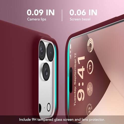 GONEZ Magnetic for iPhone 17 Pro Case, [Compatible with MagSafe] Anti-Scratch Microfiber Lining & Screen Protector, Silicone Camera Control, Shockproof Slim Phone Cover 6.3 inch, Maroon - Image 5