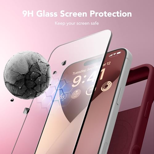 GONEZ Magnetic for iPhone 17 Pro Case, [Compatible with MagSafe] Anti-Scratch Microfiber Lining & Screen Protector, Silicone Camera Control, Shockproof Slim Phone Cover 6.3 inch, Maroon - Image 4