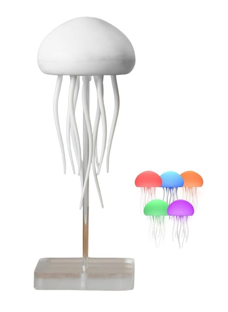 Moving Jellyfish Night Light Lamp – Usb Rechargeable Rgb Ambient Led With Voice & Touch Control | Modern Home Decor For Bedroom & Desk