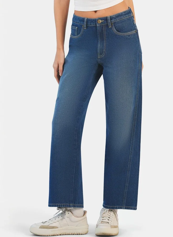 فيرجيو Virgio Women Solid Cotton Denim Regular Fit High Rise Jeans