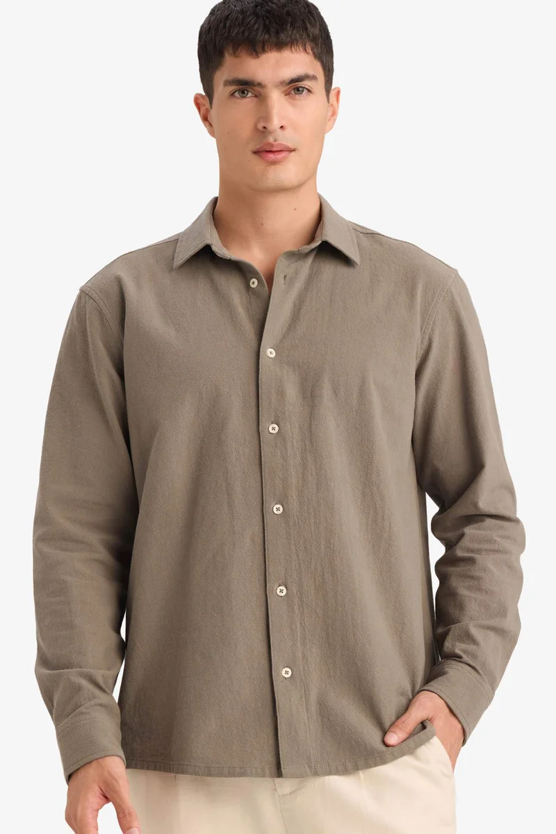 ديفاكتو Basic Long Sleeves Cotton Shirt
