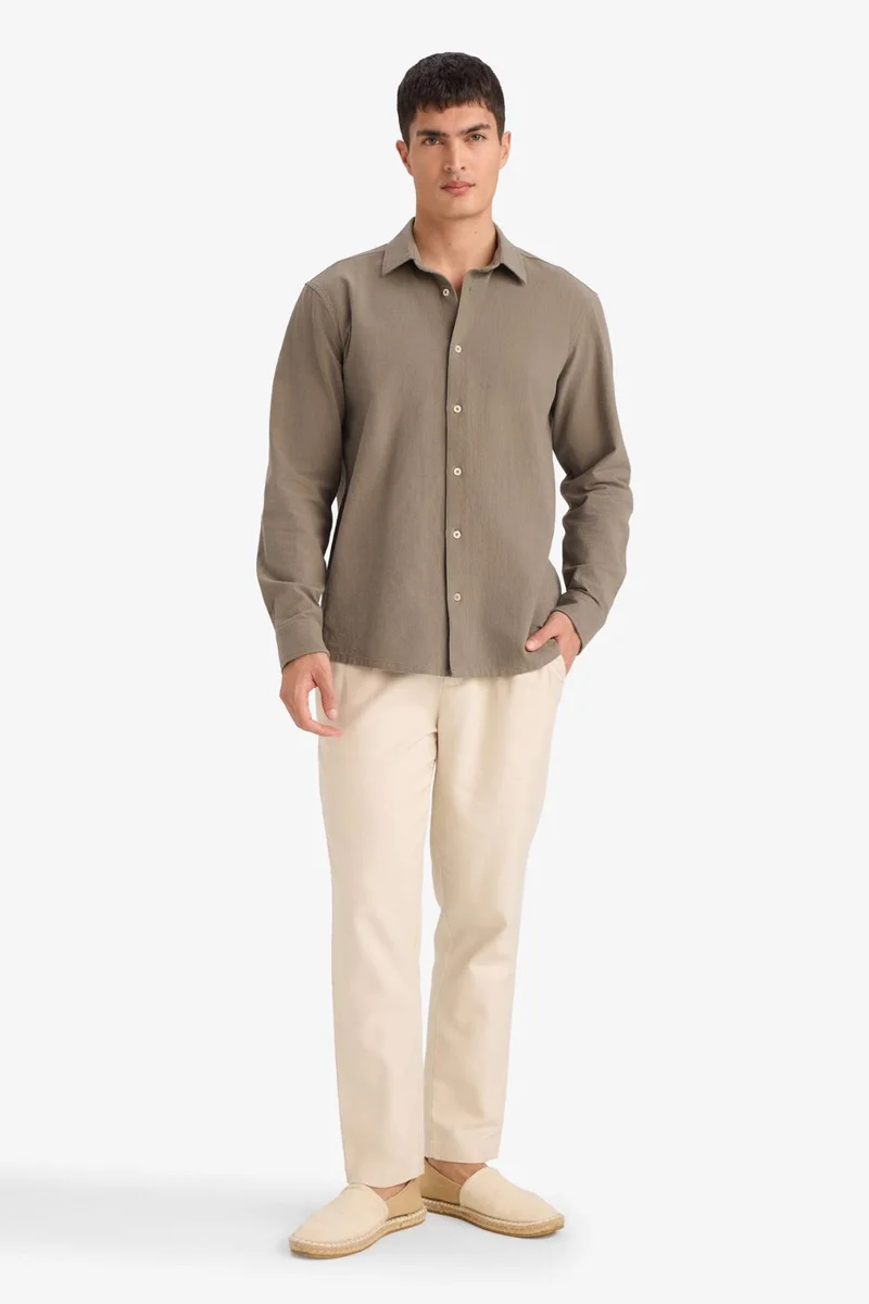 ديفاكتو Basic Long Sleeves Cotton Shirt