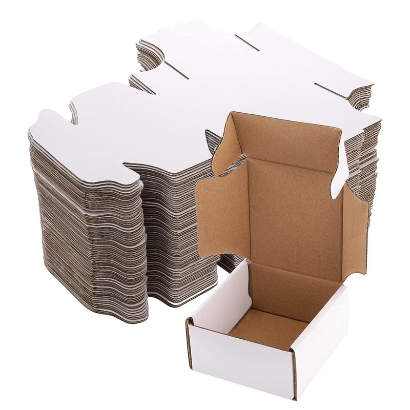 Cedilis 75 Pack Corrugated Mailer, 4x4x2 Inches Shipping Boxes, Small Cardboard Box for Shipping Mailing and Storing, Recyclable, Crush Proof, Oyster White - Image 1