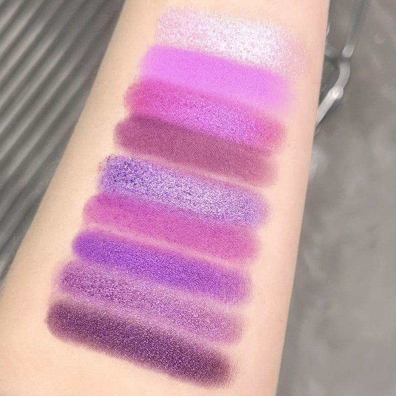 BAISEN DIARY 9 Colors Eyeshadow Palette - Purple Eyeshadow Theme, High Pigmented Blendable Matte & Glitter Shimmer Finishes, 24-Hour Long Lasting Mauve Eye Makeup for Christmas & Music Festivals(Purple) - Image 5