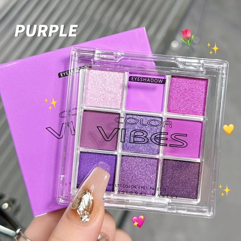 BAISEN DIARY 9 Colors Eyeshadow Palette - Purple Eyeshadow Theme, High Pigmented Blendable Matte & Glitter Shimmer Finishes, 24-Hour Long Lasting Mauve Eye Makeup for Christmas & Music Festivals(Purple) - Image 3