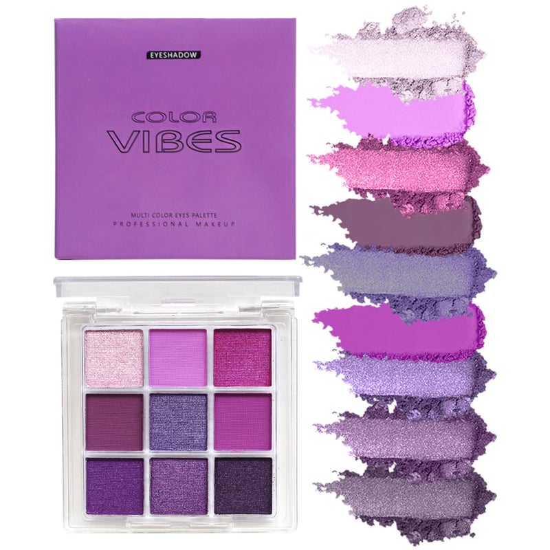BAISEN DIARY 9 Colors Eyeshadow Palette - Purple Eyeshadow Theme, High Pigmented Blendable Matte & Glitter Shimmer Finishes, 24-Hour Long Lasting Mauve Eye Makeup for Christmas & Music Festivals(Purple) - Image 1