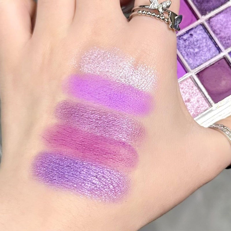 BAISEN DIARY 9 Colors Eyeshadow Palette - Purple Eyeshadow Theme, High Pigmented Blendable Matte & Glitter Shimmer Finishes, 24-Hour Long Lasting Mauve Eye Makeup for Christmas & Music Festivals(Purple) - Image 4