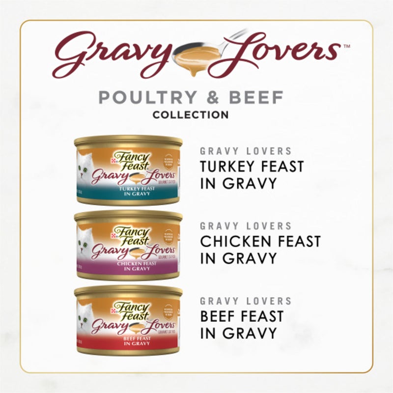Purina Fancy Feast Gravy Lovers Poultry and Beef Grilled Gourmet Wet Cat Food Variety Pack - (Pack of 24) 3 oz. Cans - Image 2