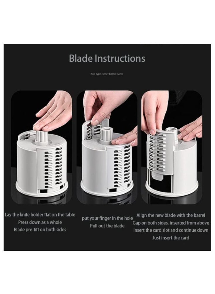 ELTRAZONE Multifunctional Vegetable Grater Fruit Vegetable Slicer Easy Clean 4 in 1 Adjustable Handheld Vegetable Slicer Spiral Drum Slicer Assorted  - Image 4