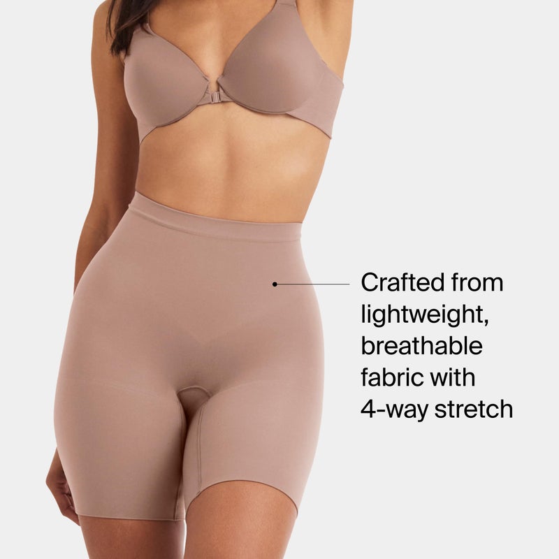 SPANX SPANXsculpt Power Series Mid-Thigh Short - Core Shapewear - Lightweight, All-Day Shaping & Support - No Panty Lines - Cafe Au Lait - Medium - Image 3