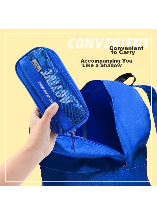 Deli Student Sports Pencil Case, Large Capacity Fashionable Kangaroo Pouch Stationery Box, Elementary School Student Stationery Storage Bag, Blue - Image 2