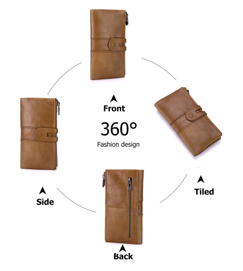 My Friday myfriday Women's RFID Blocking Genuine Leather Wallet, Bifold Long Clutch Wallet Money Clips Ladies Card Holder Purse - Image 3