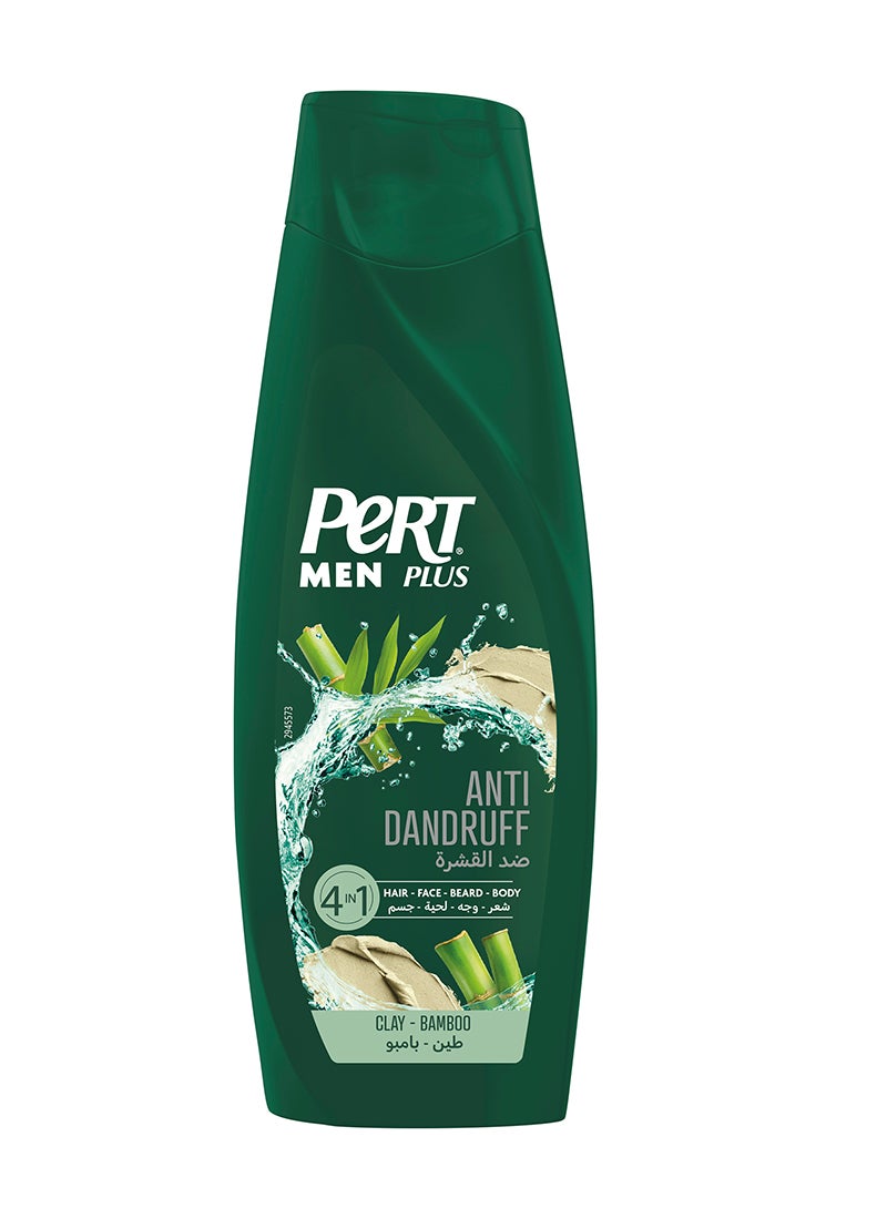 PERT PLUS Men Anti-Dandruf Shampoo With Clay & Bamboo 4In1 For Hair Face Beard And Body