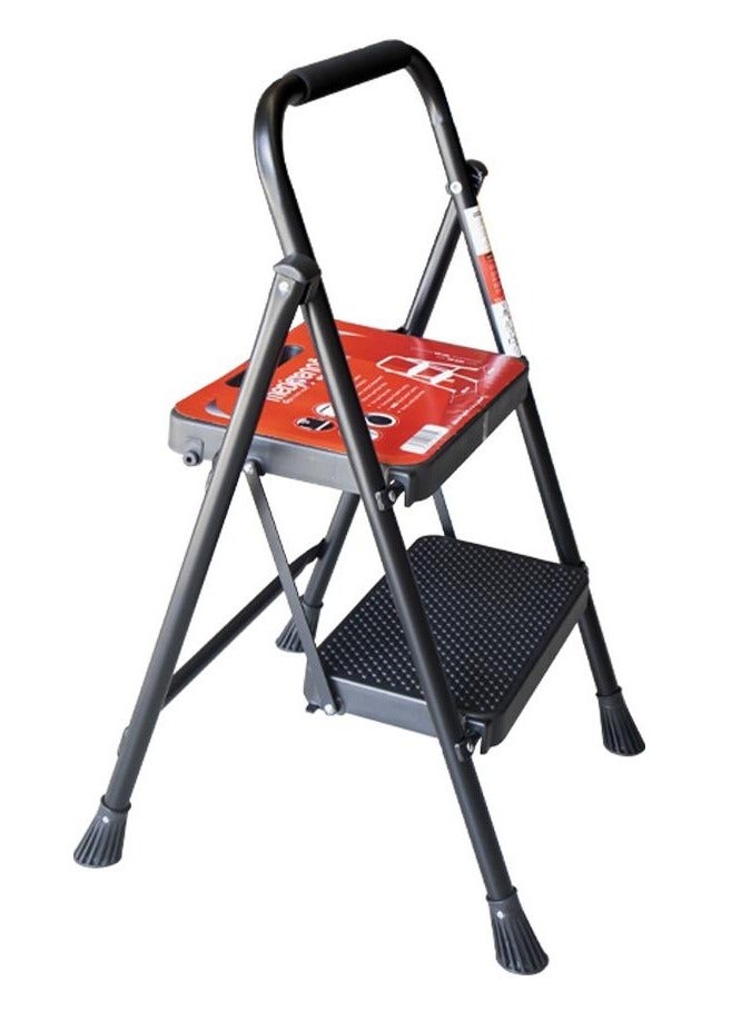 2 Step Foldable Ladder | Durable Aluminum Alloy | Lightweight & Space-Saving Design | Anti-Skid Secure Base | Equipped Tool Rack | Suits Both Home & Professional Needs 