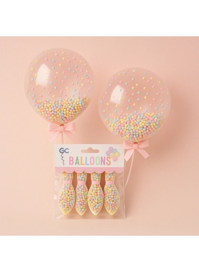 Gc زينة الحفلات بالبالونات اللاتكس الشفافة المملوءة بكرات الرغوة الملونة - 4 قطع