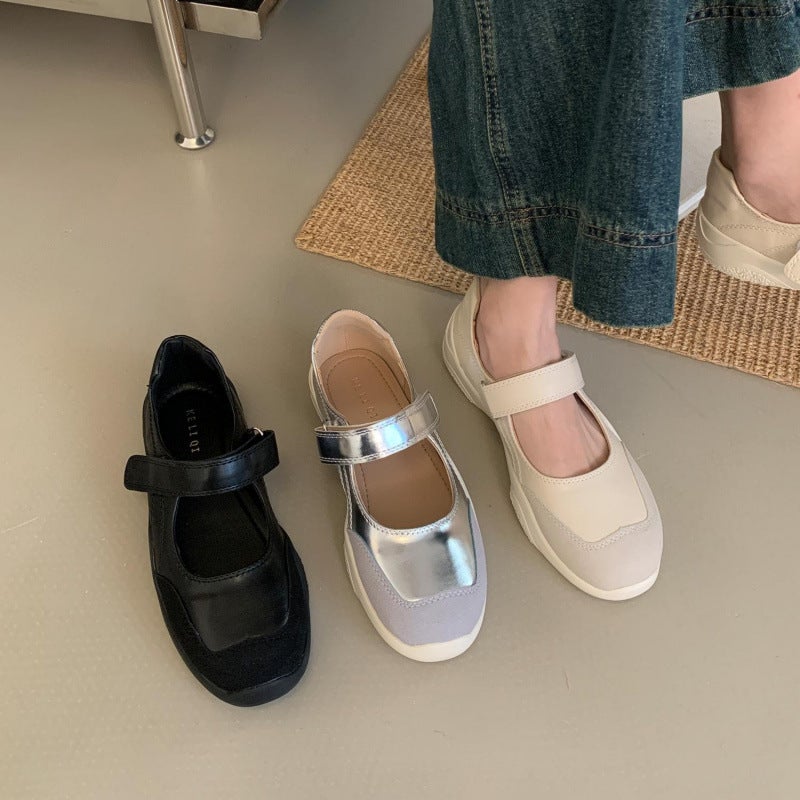 Vintage Mary Jane Shoes Women'S 2024 New Casual Sports Ballet Shoes Super Soft Sole Thick Sole Height-Increasing Single-Layer Shoes - Image 3