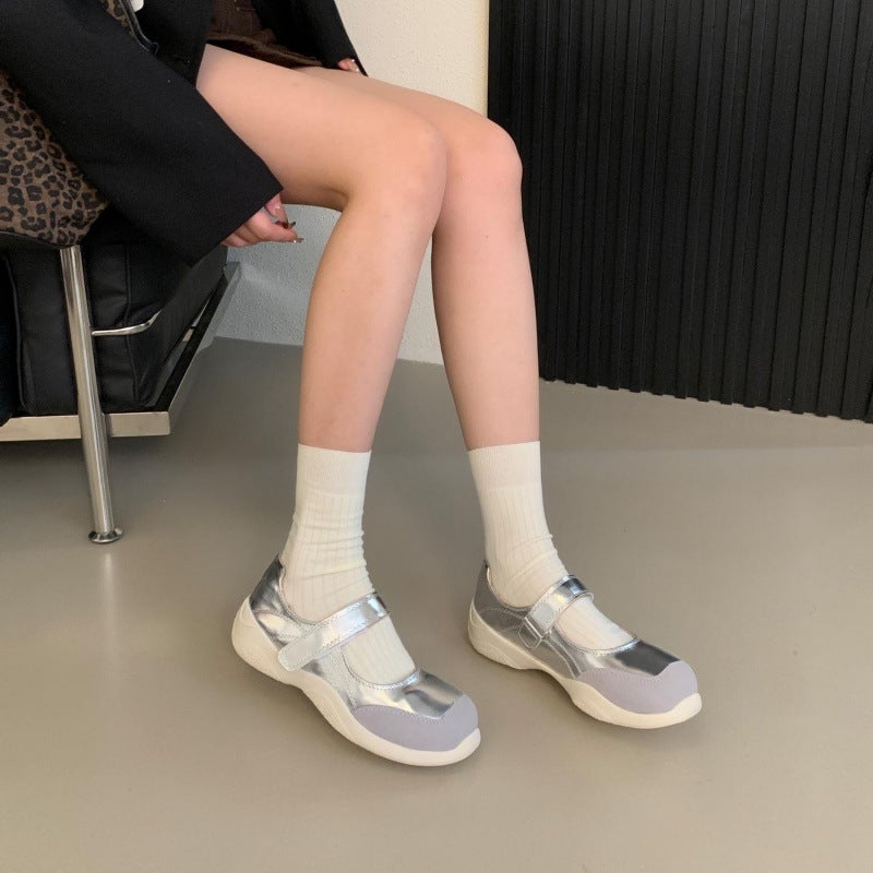 Vintage Mary Jane Shoes Women'S 2024 New Casual Sports Ballet Shoes Super Soft Sole Thick Sole Height-Increasing Single-Layer Shoes - Image 4