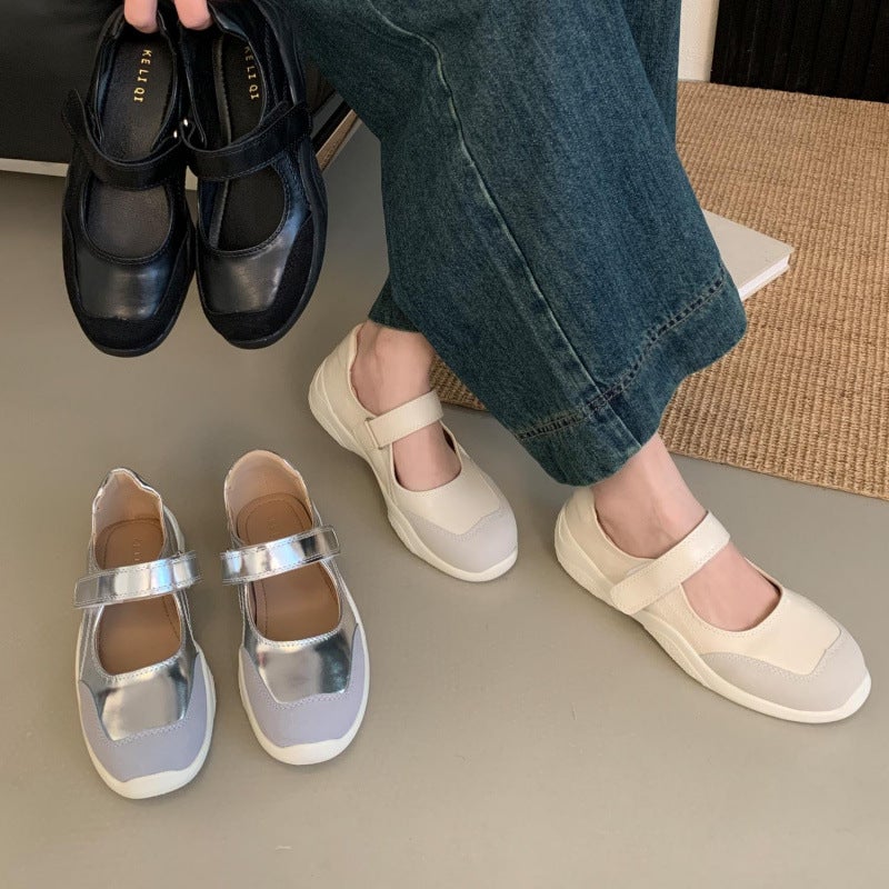Vintage Mary Jane Shoes Women'S 2024 New Casual Sports Ballet Shoes Super Soft Sole Thick Sole Height-Increasing Single-Layer Shoes - Image 2