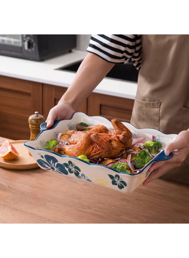 Sagoskat Casserole Dish Baking Dish Ceramic Baking Pan Nonstick Baking Dish Blue Lassagne Pan 9x13 Baking Dishes for oven Casserole Dishes for Kitchen - Image 5