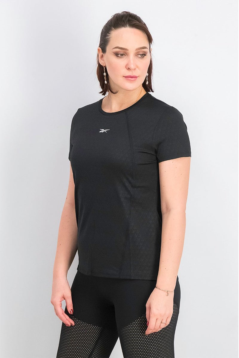Reebok تي شيرت تدريب للنساء من ماركة لياقة بدنية، أسود - Image 4