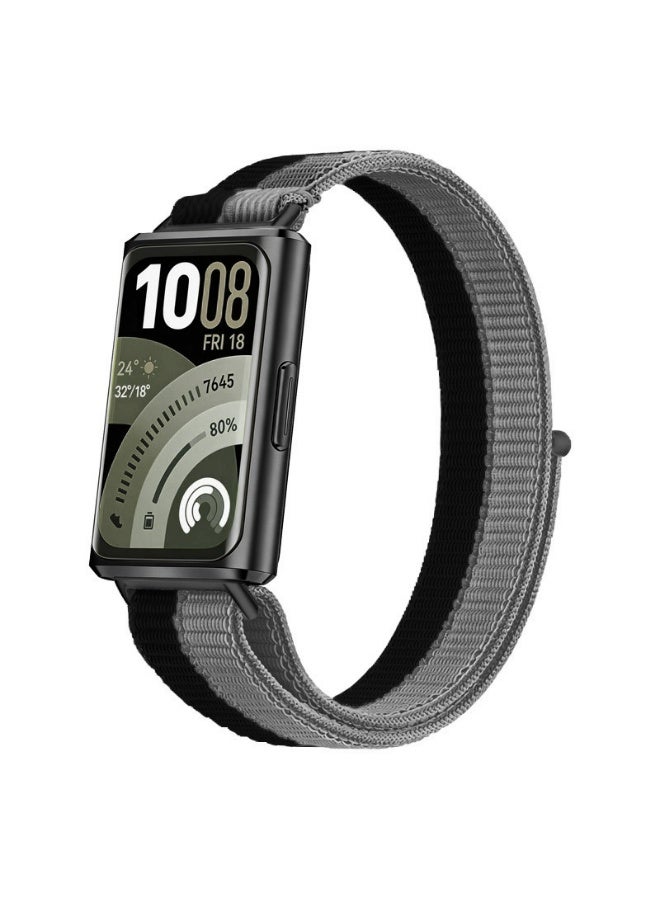 OLYSON Nylon Replacement Bands Compatible with Huawei Band 11/11 Pro– Lightweight Sport Loop, Soft Breathable Braided Fabric Wrist Straps for Men and Women, Gray and Black - Image 1