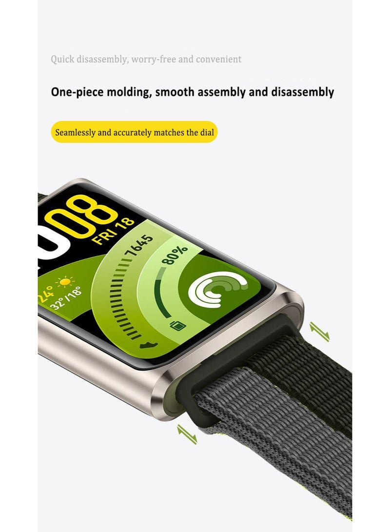 OLYSON Nylon Replacement Bands Compatible with Huawei Band 11/11 Pro– Lightweight Sport Loop, Soft Breathable Braided Fabric Wrist Straps for Men and Women, Gray and Black - Image 3