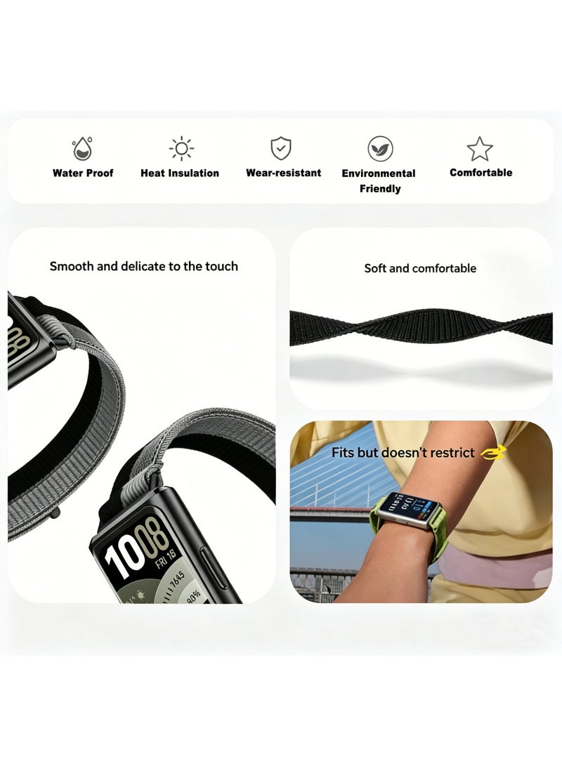 OLYSON Nylon Replacement Bands Compatible with Huawei Band 11/11 Pro– Lightweight Sport Loop, Soft Breathable Braided Fabric Wrist Straps for Men and Women, Gray and Black - Image 4