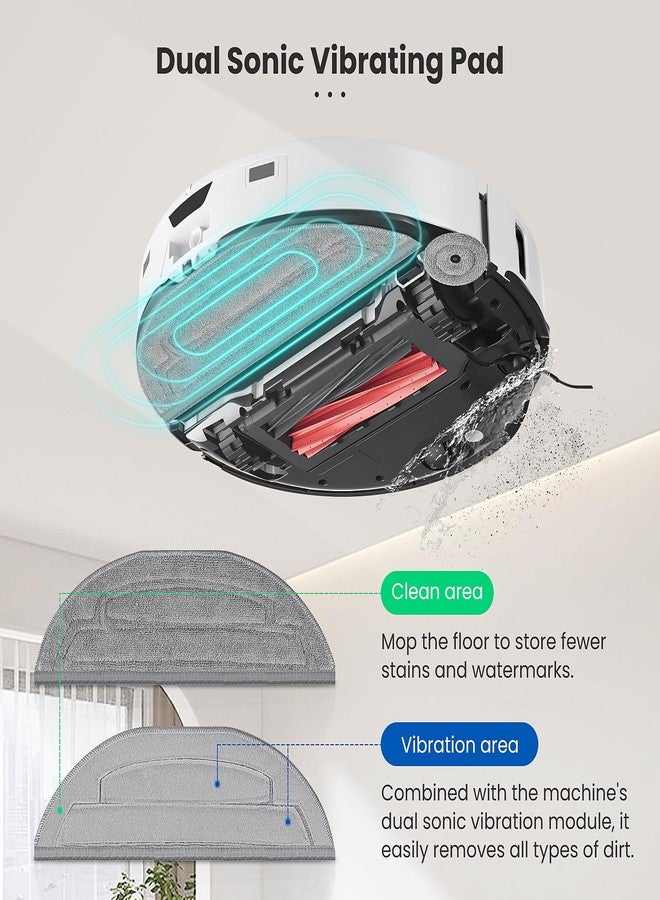 BTRSOLUS 12 Pack Mop Pads Refills for Roborock S8 MaxV Ultra / S8 Max Ultra Robot Vacuum, 6 Pack Mop Cloth with Dual Sonic Vibrations Modules, 6 Pack Edge Mop Pads Accessories - Image 3