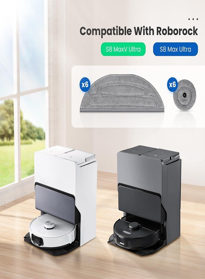 BTRSOLUS 12 Pack Mop Pads Refills for Roborock S8 MaxV Ultra / S8 Max Ultra Robot Vacuum, 6 Pack Mop Cloth with Dual Sonic Vibrations Modules, 6 Pack Edge Mop Pads Accessories - Image 2