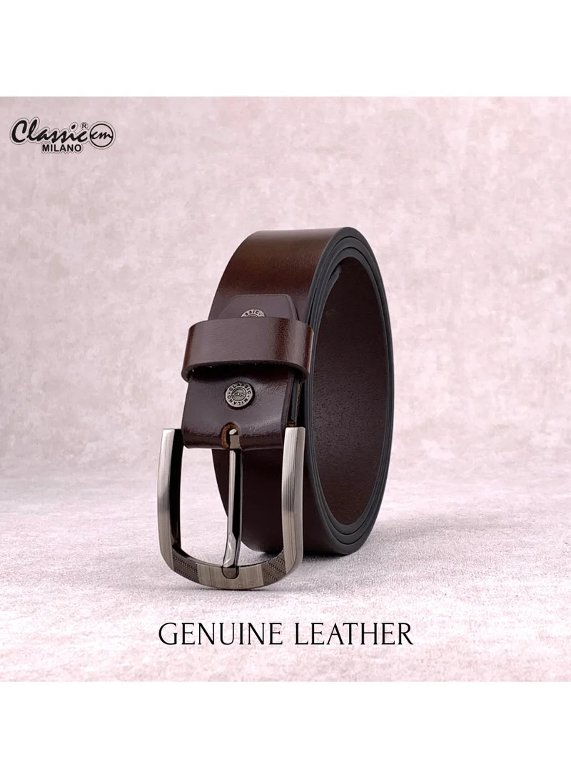 Classic Milano Brown (Rabbit) Classic Milano Genuine Leather Belt for Men - Semi-Casual & Formal Wear Men Belts, Casual & Formal Outfits, and Gifts - Black, Brown & Tan Men’s Belt for Men | Best Price UAE