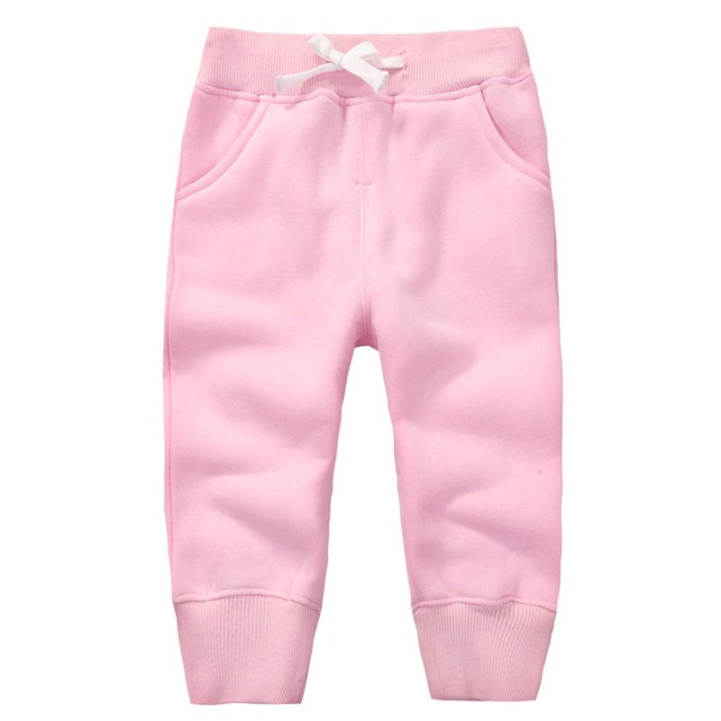 CuteOn Unisex Toddler Jogger Pants Kids Cotton Elastic Waist Winter Baby Sweatpants Pants 2Years Pink - Image 1