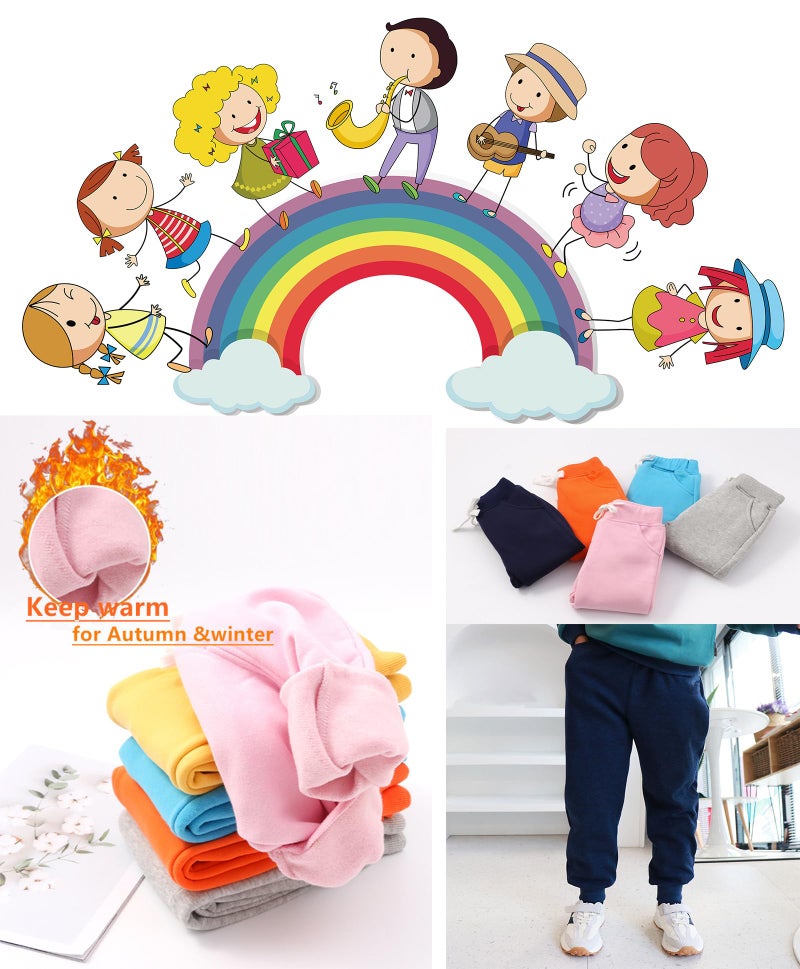 CuteOn Unisex Toddler Jogger Pants Kids Cotton Elastic Waist Winter Baby Sweatpants Pants 2Years Pink - Image 5
