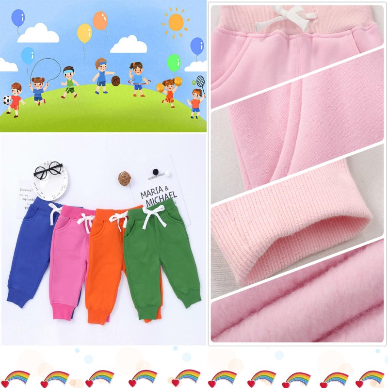 CuteOn Unisex Toddler Jogger Pants Kids Cotton Elastic Waist Winter Baby Sweatpants Pants 2Years Pink - Image 4