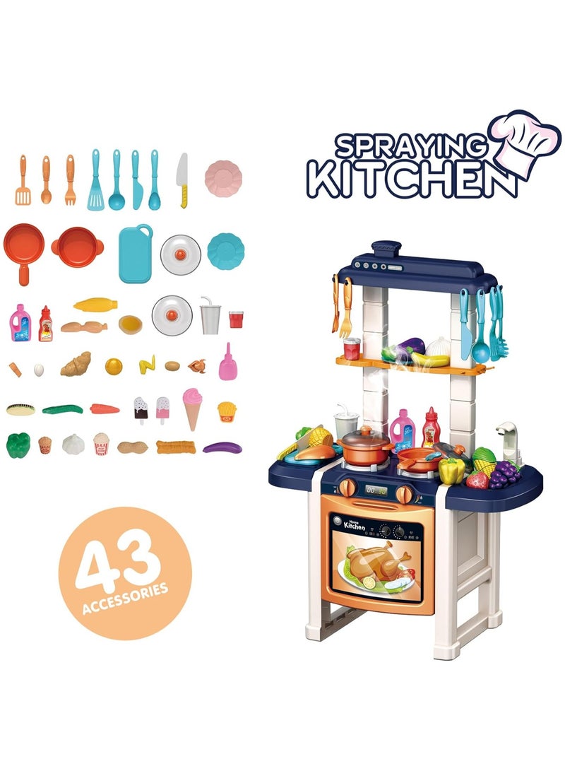 Pretend Play Kitchen Playset with Sound and Light Effects - 43 Pieces - Image 5