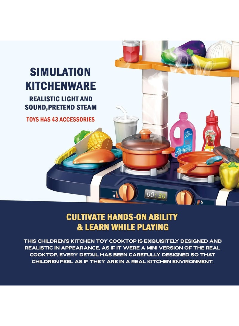Pretend Play Kitchen Playset with Sound and Light Effects - 43 Pieces - Image 2