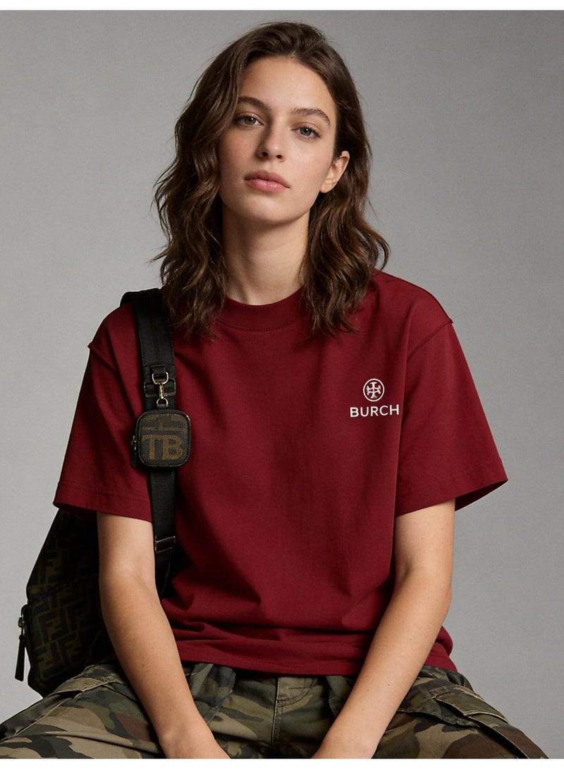 Burch Oversized T-shirt with LOGO, 300G heavy 100% cotton double yarn T-shirt, unisex leisure gym shirt, counter quality T-shirt, and versatile loose T-shirt in daily trend. - Image 1