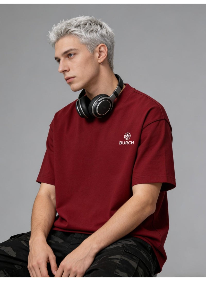 Burch Oversized T-shirt with LOGO, 300G heavy 100% cotton double yarn T-shirt, unisex leisure gym shirt, counter quality T-shirt, and versatile loose T-shirt in daily trend. - Image 2