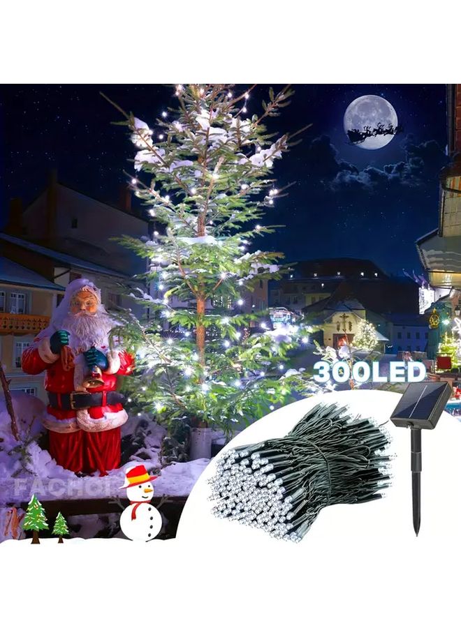 فاشوي 300 لمبة إضاءة خارجية تعمل بالطاقة الشمسية باللون الأبيض 8 أوضاع قابلة للتعتيم للحديقة - Image 1