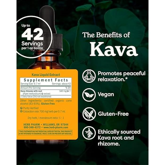 Herb Pharm Organic Kava Root Liquid Extract for Stress Relief & Relaxation*: Vegan Kava Extract, Non-GMO Kava Kava Tincture for Calm & Relaxed Mood, Gluten-Free, 1 Oz - Image 3