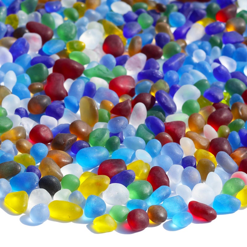 QYGL Sea Glass Stones - 2.9LB/46.4oz Colorful Frosted Glass Pebbles Gemstones - Perfect for Aquarium Rocks, Fish Tank Gravel, Vase Fillers, Seaglass DIY Crafts, and Home Decor - Image 1