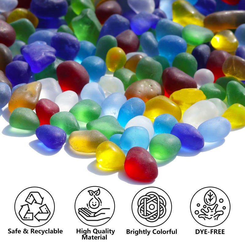 QYGL Sea Glass Stones - 2.9LB/46.4oz Colorful Frosted Glass Pebbles Gemstones - Perfect for Aquarium Rocks, Fish Tank Gravel, Vase Fillers, Seaglass DIY Crafts, and Home Decor - Image 2