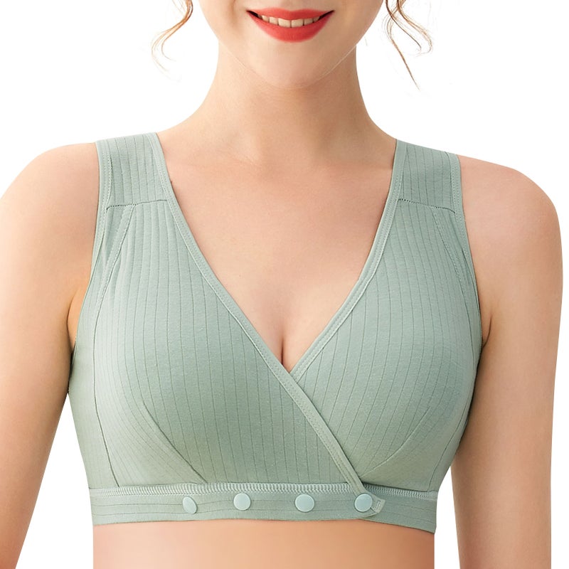 Women Nursing Bra Front Closure No Underwire Padded Soft Bralettes for Maternity Sleeping - Image 1