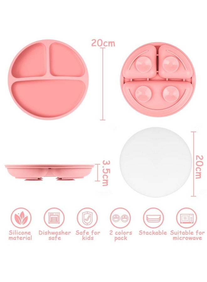 Vicloon Toddler Plates 2 Pcs Silicone Baby Plates Bpa Free Suction Plates With Lids For Babies And Toddlers Suction Plate Feature Divided Plate Designtoddler Plate Microwave&Dishwasher Safe - Image 2