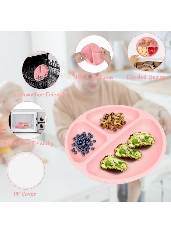Vicloon Toddler Plates 2 Pcs Silicone Baby Plates Bpa Free Suction Plates With Lids For Babies And Toddlers Suction Plate Feature Divided Plate Designtoddler Plate Microwave&Dishwasher Safe - Image 4