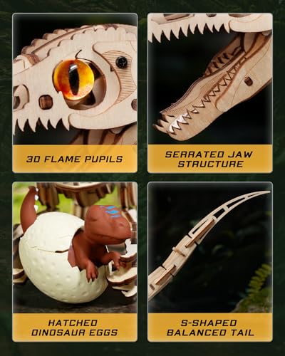 ROKR 3D Wooden Puzzles for AdultsVelociraptor Model Kit106Piece 3D Wooden PuzzlesGift for Adults and Teens - Image 5