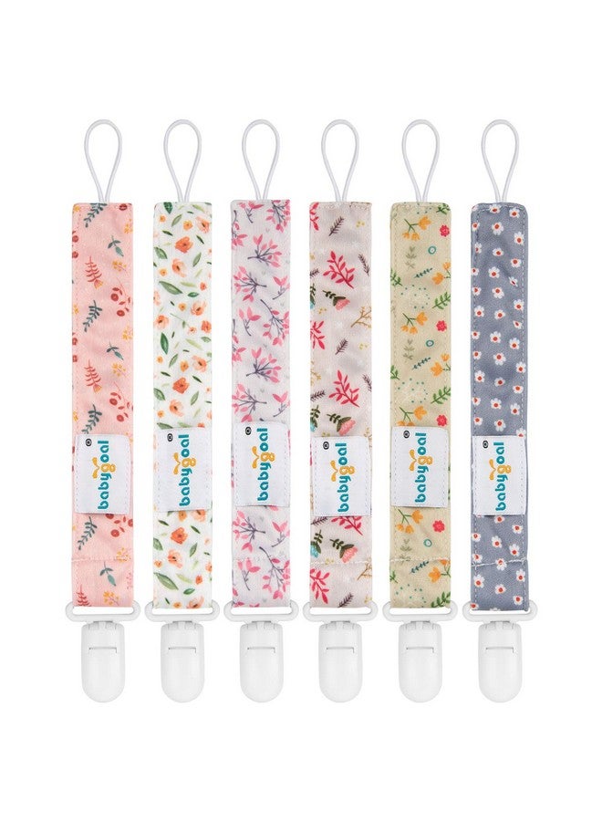 بيبي جول مشابك مصاصة مزخرفة بالزهور من بيبي جول، عبوة من 6 مشابك حامل مصاصة ومقود للأولاد والبنات، تناسب معظم أنواع المصاصات والملاهي وعضاضات الأطفال والألعاب والهدايا 6PS21 - Image 1