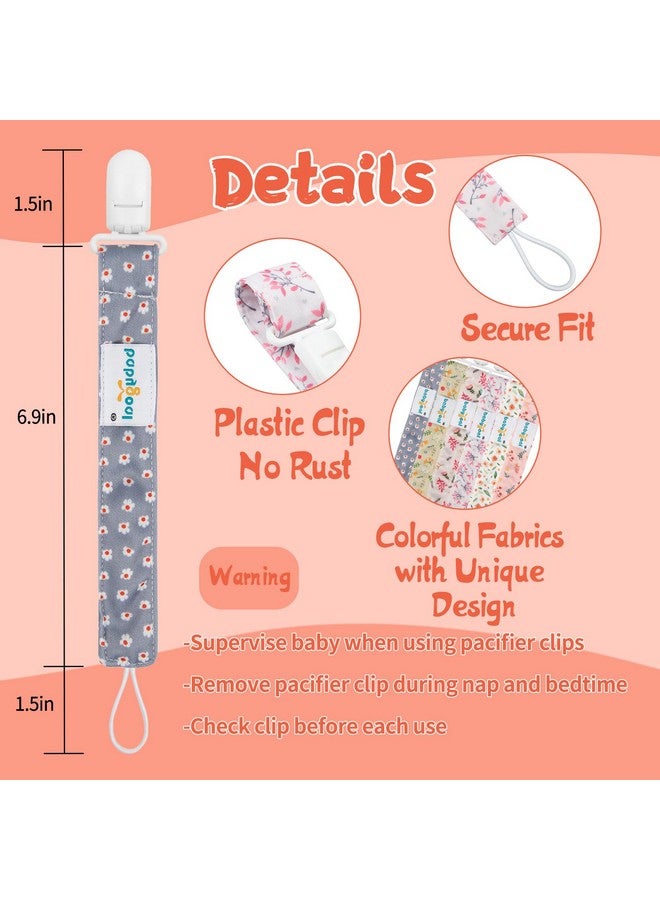 بيبي جول مشابك مصاصة مزخرفة بالزهور من بيبي جول، عبوة من 6 مشابك حامل مصاصة ومقود للأولاد والبنات، تناسب معظم أنواع المصاصات والملاهي وعضاضات الأطفال والألعاب والهدايا 6PS21 - Image 4
